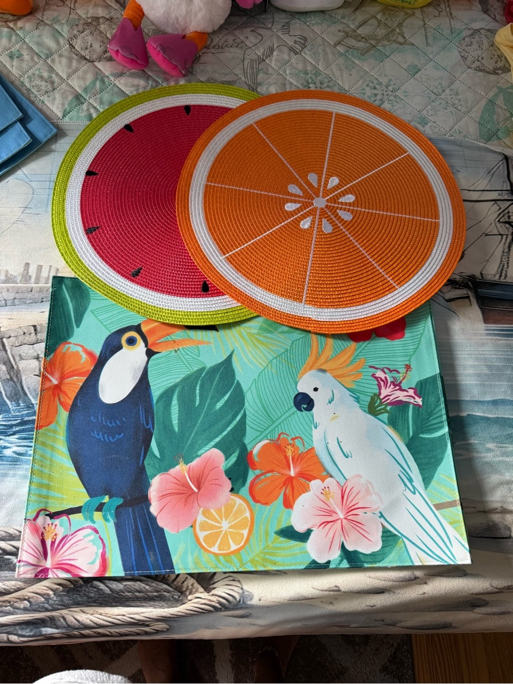 Tropical Birds & Fruit Placemat Set